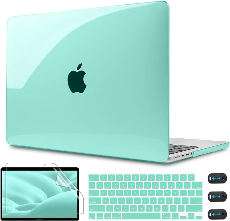 CISSOOK for MacBook Air 13 Inch Case 2021-2018 Release,Plastic Hard Shell Case with Keyboard Cover and Screen Protector for MacBook Air 13 A2337 M1 A2179 A1932 Model with Touch ID - Crystal Green - Image 1